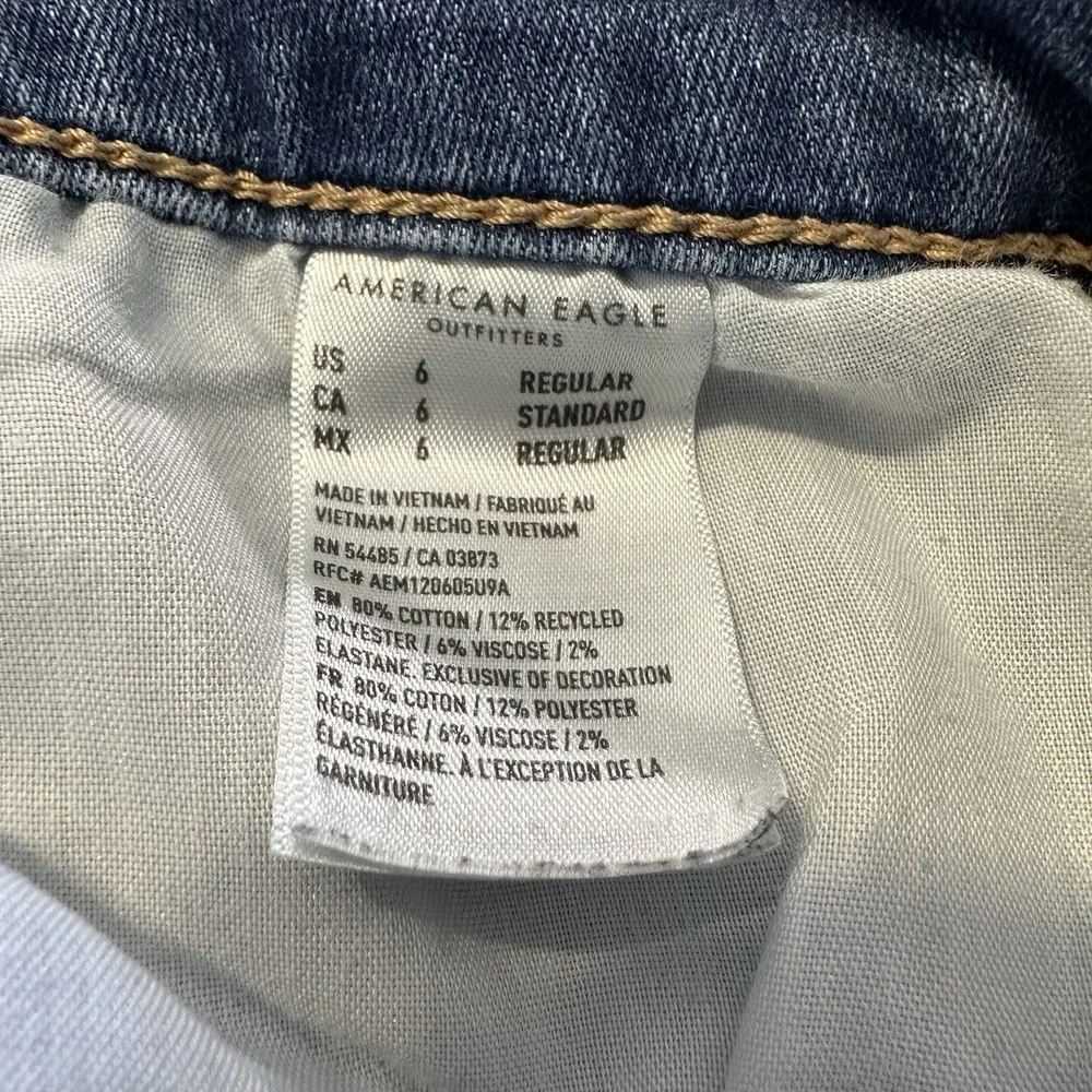 American Eagle Jeans Womens 6 28x28 Mid Rise Jegging Stretch Distressed